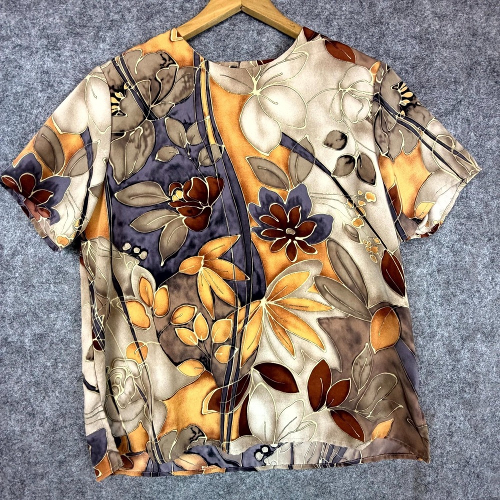 Vintage Maggie Sweet Blouse Womens Large Dark Secretary Earthy Autumn Boho Artsy